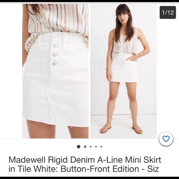 Madewell Dresses & Skirts - Madewell Rigid Denim A-Line Mini Skirt-Tile White